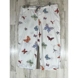 Nick & Nora Sleepwear Pajama Pants Medium (36x22) Butterfly Cropped Lounge